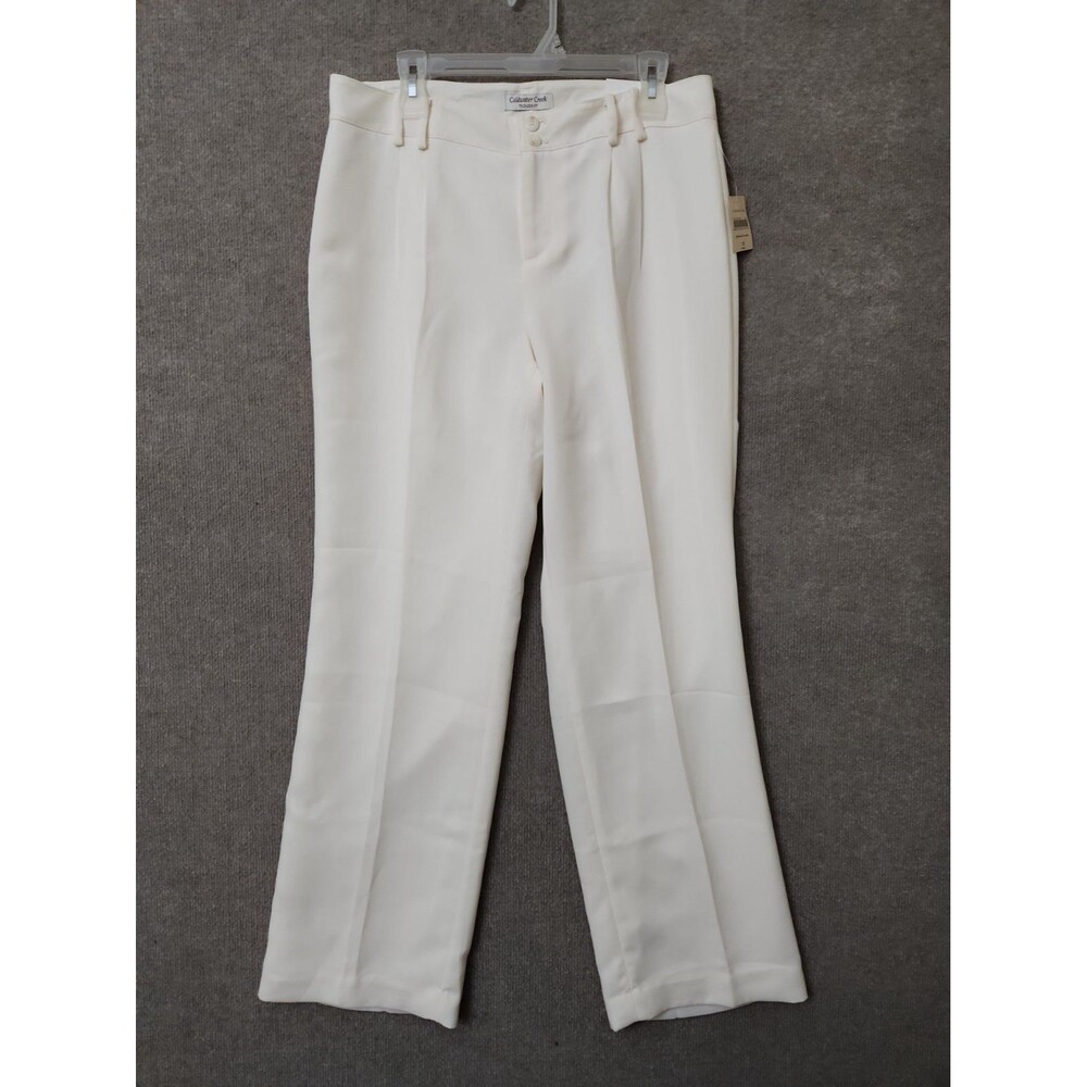 Coldwater Creek Pleated Trouser Fit Dress Pants Women 12 Ivory Bootcut Lined NEW